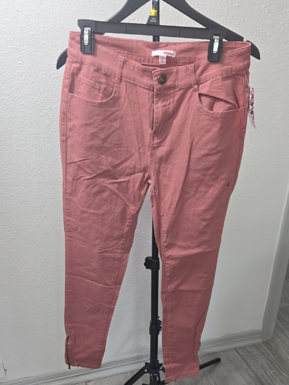 BONGO Rose-Pink High Waist Button Fly Pants
